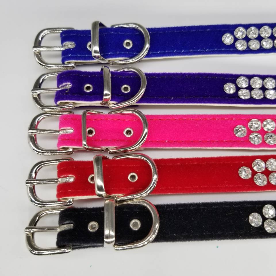 2-Row Velvet Rhinestone Collar